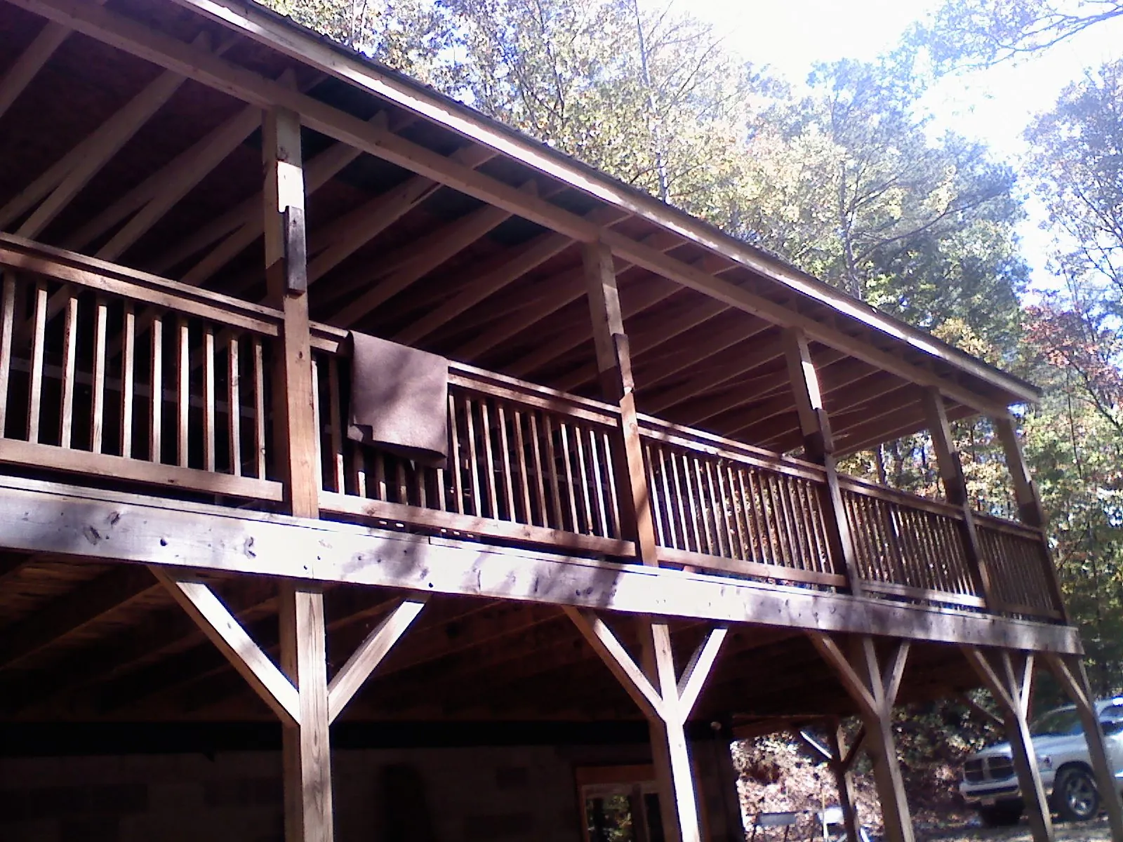 Timber framing under a new elevated porch and deck — Roof Leak Repair in Reisterstown by Roofing Brothers